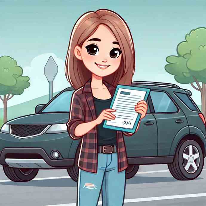 A woman happy about her accident-only car insurance coverage