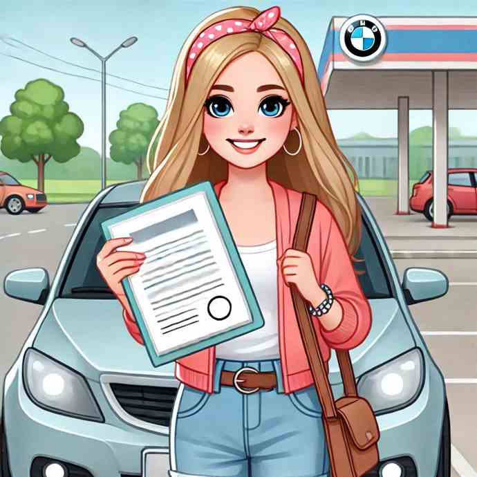 A woman happy with her mileage-based insurance policy