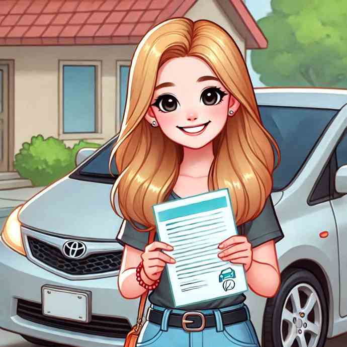 A female motorist reading her student car insurance cover summary