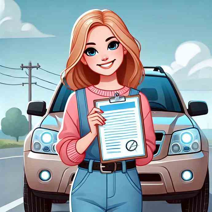 A female motorist reviewing her black box insurance agreement