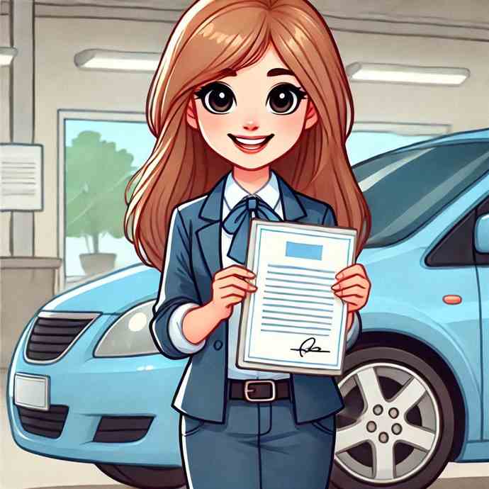 A woman smiling after sorting her car insurance with added extras