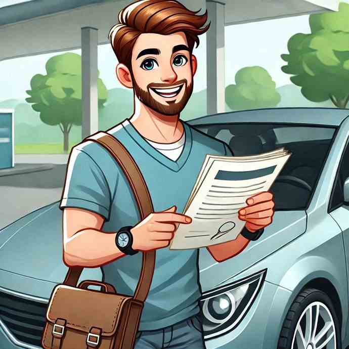 A motorist happy about buying insurance for high-mileage drivers